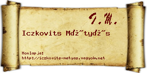 Iczkovits Mátyás névjegykártya